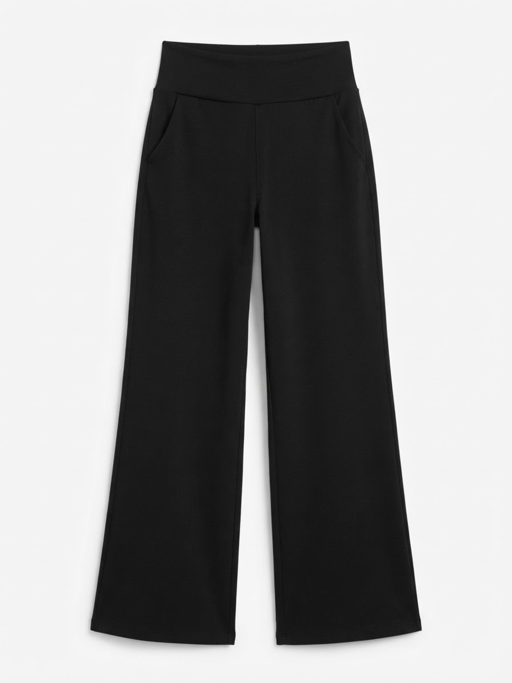 Wide Leg Black Ponte Pants - Women